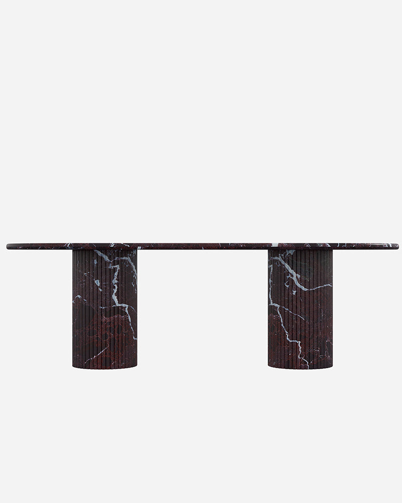 Rosso Levantine Marble Dining Table with Petal Base