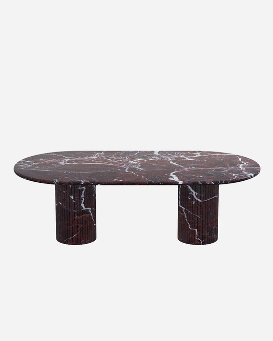 Rosso Levantine Marble Dining Table with Petal Base