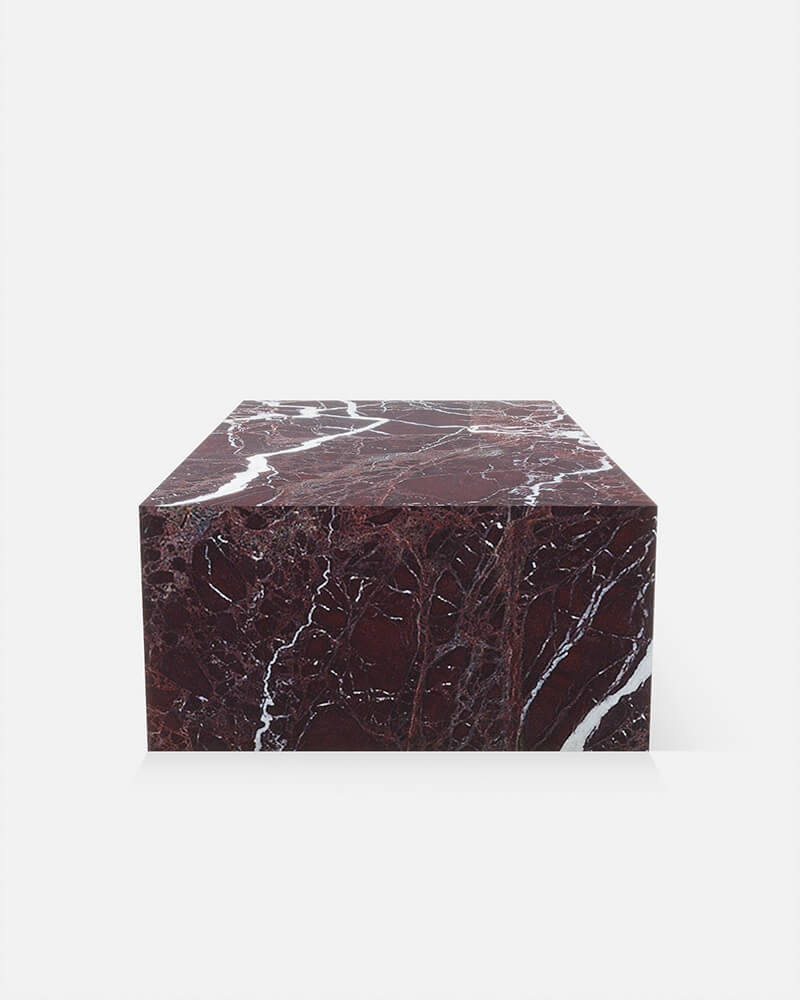 Rosso Levanto Marble Rectangle Plinth Coffee Table