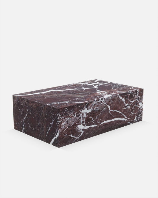 Rosso Levanto Marble Rectangle Plinth Coffee Table