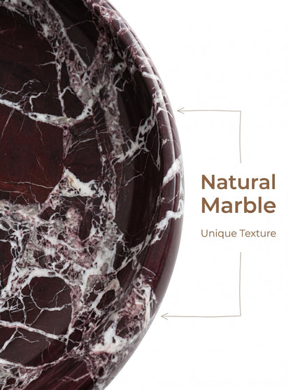 Luxury Rosso Levanto Marble Freestanding Integrated Sink | Round Basin with Sculptural Pedestal