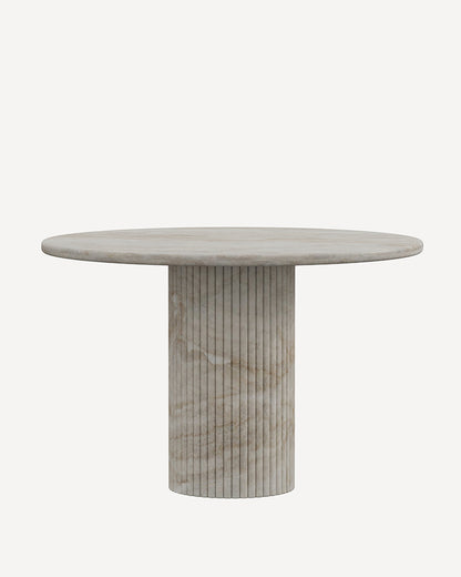 Round Natural Stone Taj Mahal Dining Table with Petal Base