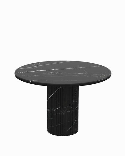 Round Nero Margiua Marble Dining Table with Hexagon Base