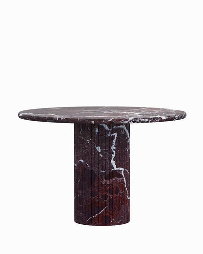 Round Rosso Levantine Marble Dining Table with Petal Base