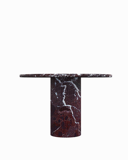 Round Rosso Levantine Marble Dining Table with Petal Base