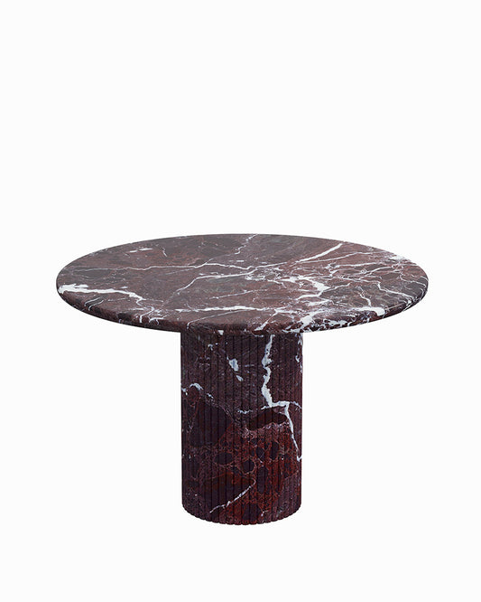 Round Rosso Levantine Marble Dining Table with Petal Base