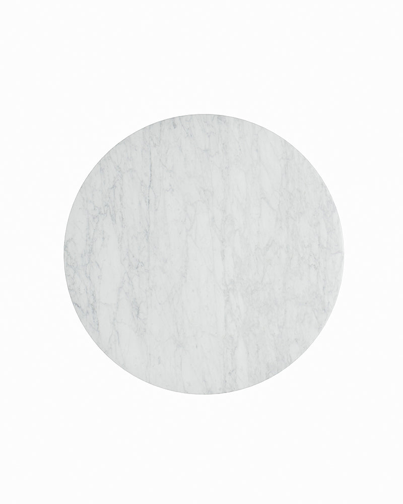 Round White Carrara Marble Dining Table with Hexagon Base