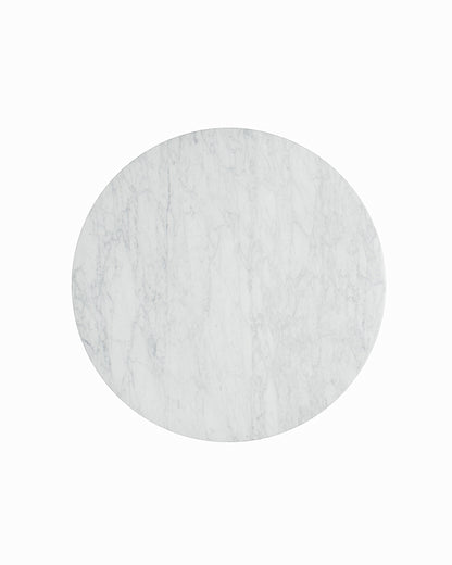 Round White Carrara Marble Dining Table with Hexagon Base