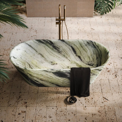 Green Marble Bathtub | Sagano Vibrant Green Bathtub | Luxury Bathtub