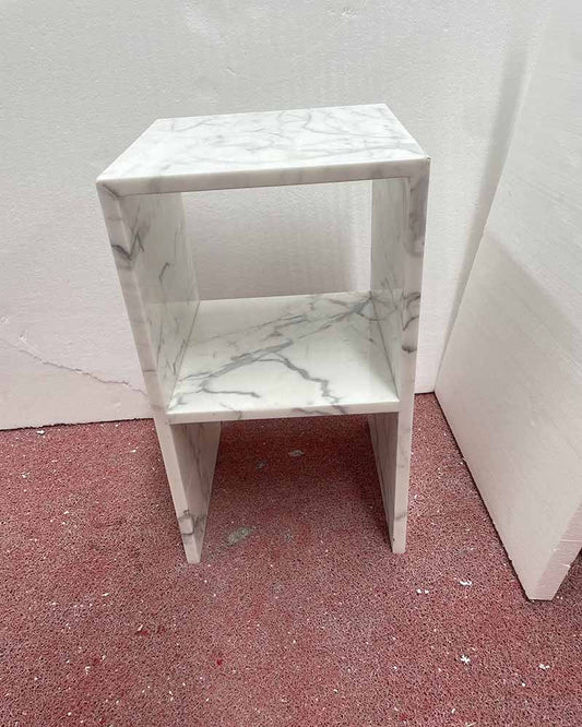 Bianco Statuario Venato Marble Polished Side Table