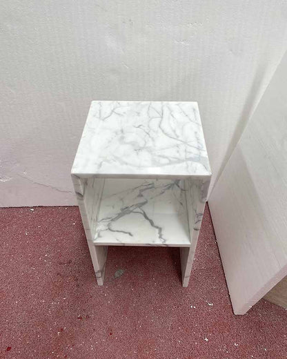 Bianco Statuario Venato Marble Polished Side Table