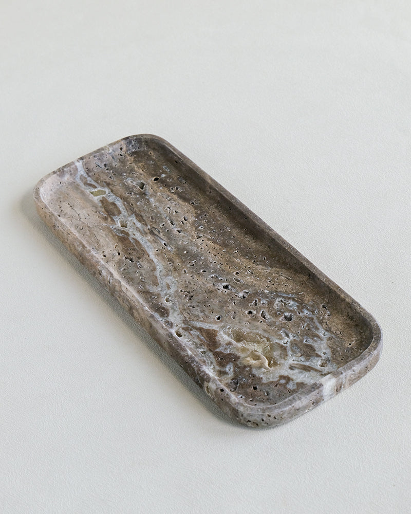 Silver Travertine Marble Tray