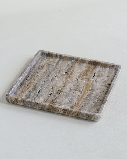 Silver Travertine Marble Tray