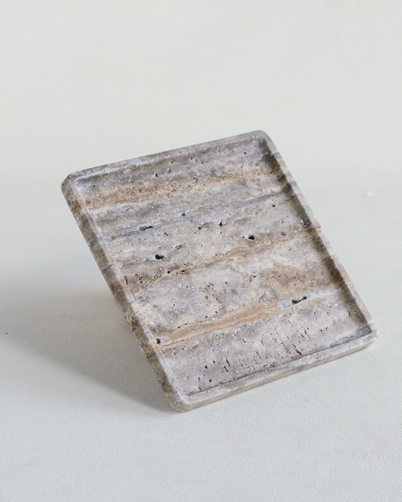 Silver Travertine Marble Tray