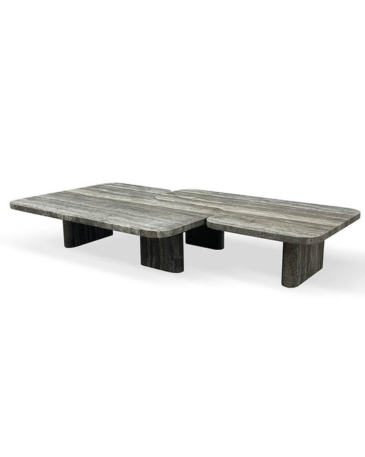 Silver Travertine Rectangle coffee table Set