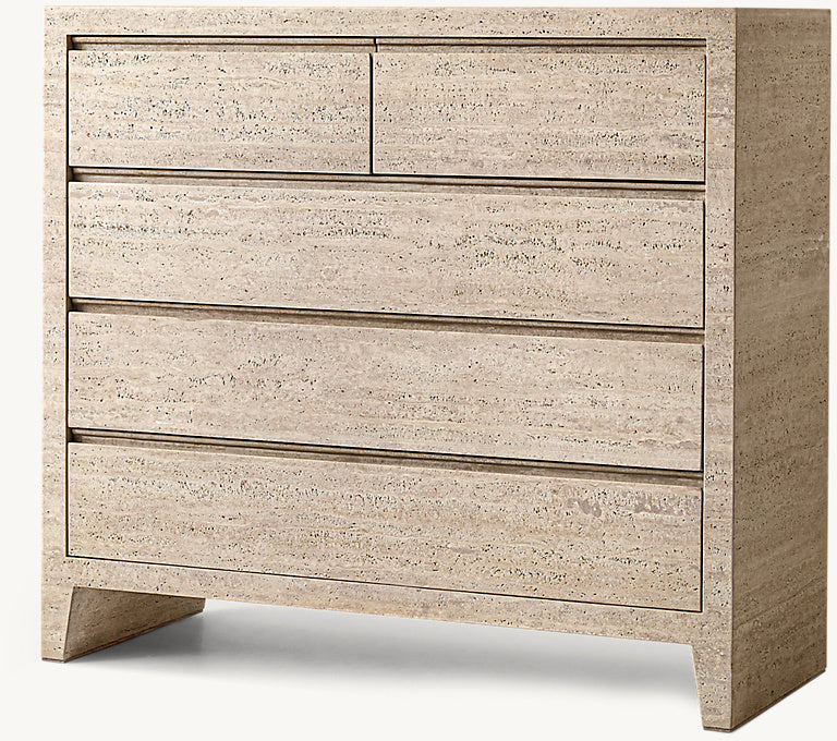 Travertine Dresser  |Travertine Sideboard | 5-Drawer Dresser |Storage Cabinet