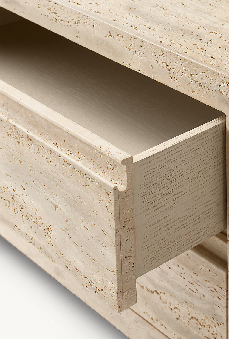 Travertine Closed Nightstand | Travertine Bedside Cabinet | Travertine Bedside Table