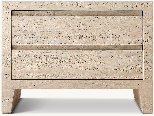 Travertine Closed Nightstand | Travertine Bedside Cabinet | Travertine Bedside Table