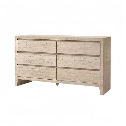 Travertine Entryway Cabinet  |Travertine Sideboard | 6-Drawer Dresser |Storage Cabinet
