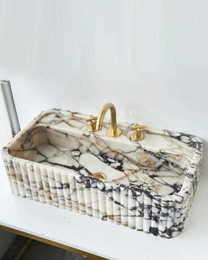 Natural Stone Fluted Sink - Vanity Basin