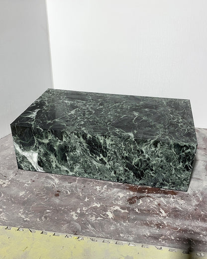 Verde Alpi Marble Rectangle Plinth Coffee Table