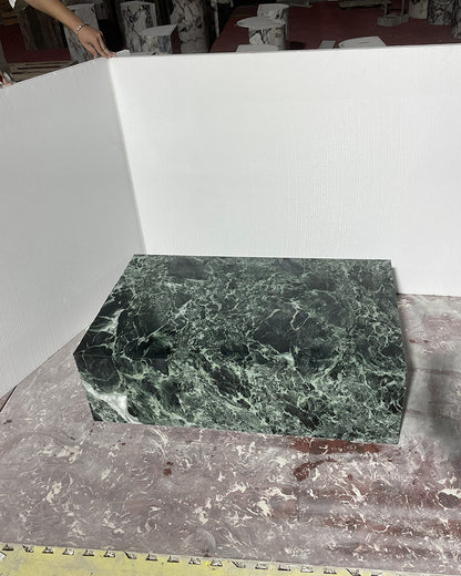 Verde Alpi Marble Rectangle Plinth Coffee Table