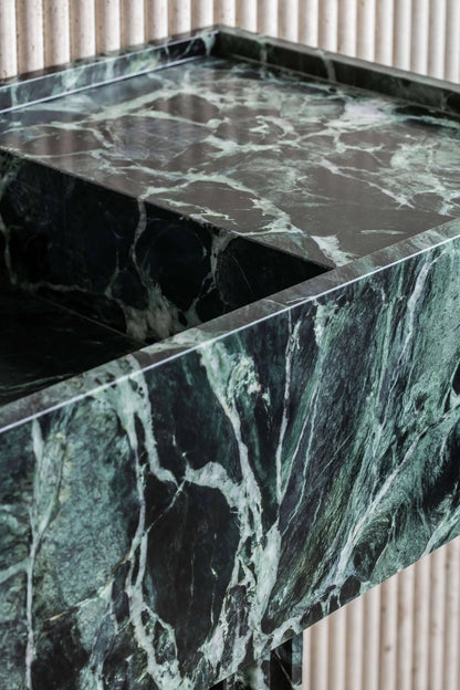 Natural Marble Pedestal Vanity with Single Sink