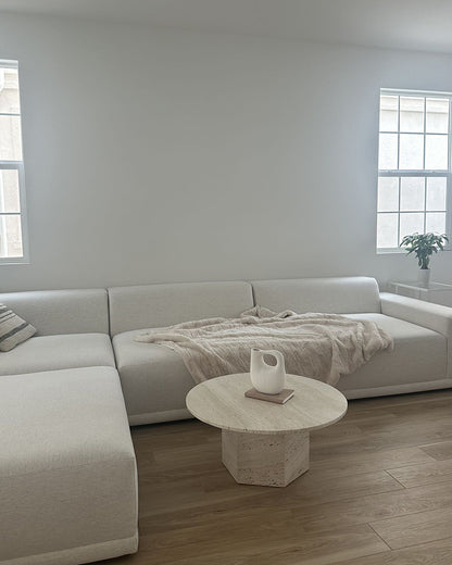 White Travertine Round Coffee Table