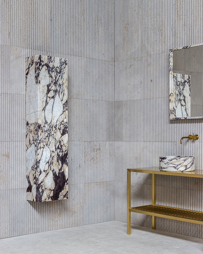 Luxury Calacatta Viola Marble Wall Mounted Bathroom Storage Tower with Five Open Shelves