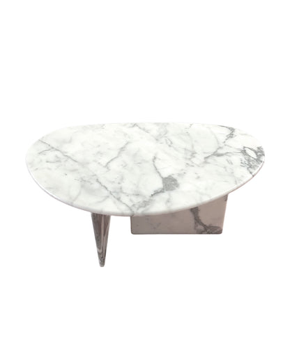 Calaeatta White Marble Organic Egg Shape Coffee Table