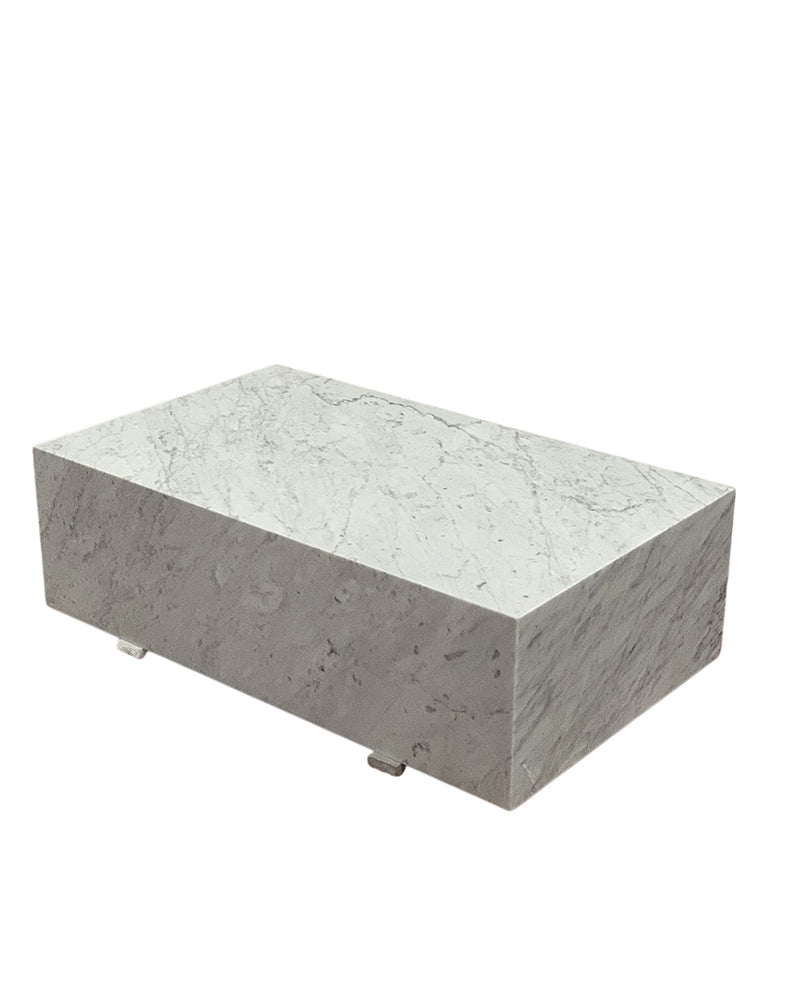 Carrara Marble Rectangle Plinth Coffee Table