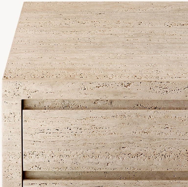 Travertine Closed Nightstand | Travertine Bedside Cabinet | Travertine Bedside Table