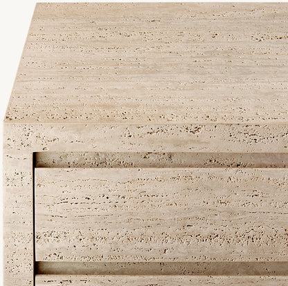 Travertine Closed Nightstand | Travertine Bedside Cabinet | Travertine Bedside Table