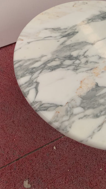 Arabescato Marble Round Coffee Table - Cylinder Base