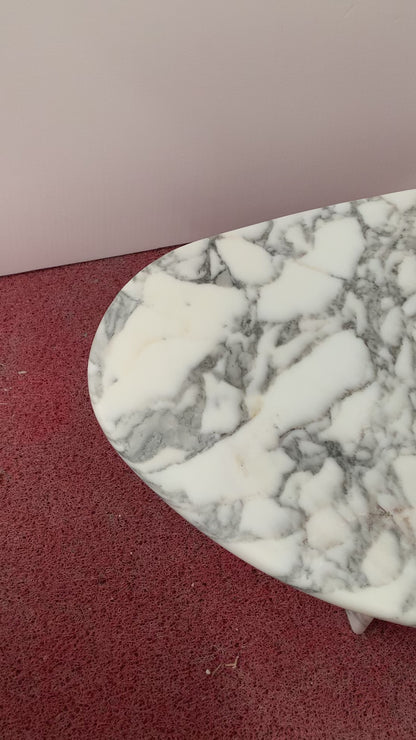 Arabescato Marble Organic Egg Shape Coffee Table | Ready to Ship