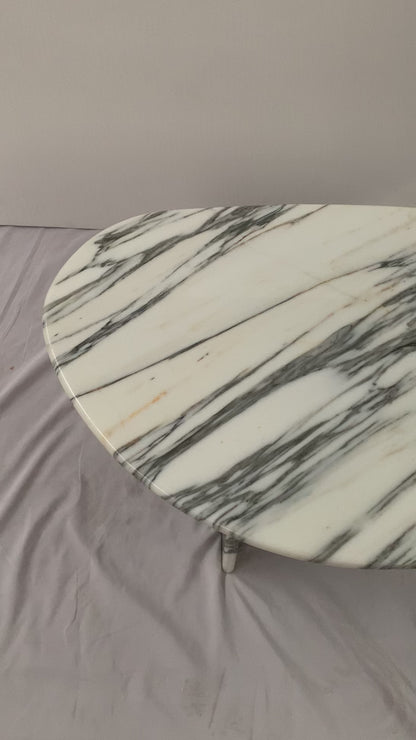 Arabescato Marble Organic Egg Shape Coffee Table