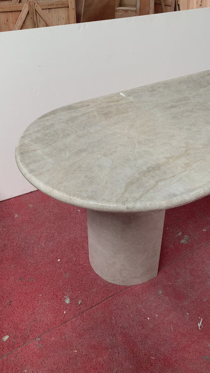Natural Stone Tal Mahal Dining Table - Semi-cyl Base