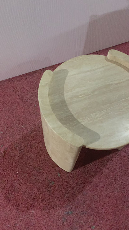 Natural Beige Travertine Cycle Side Table