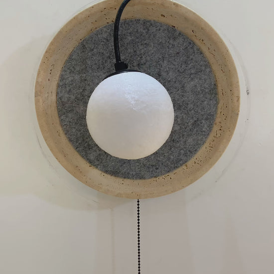 Natural Beige Travertine Movable Moon Wall Lamp