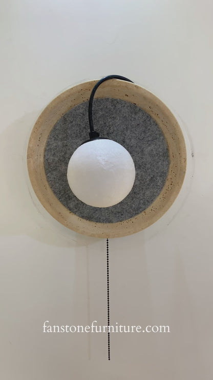 Natural Beige Travertine Movable Moon Wall Lamp