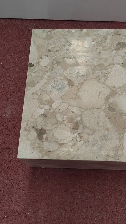 Kunis Breccia Marble Rectangle Plinth Coffee Table