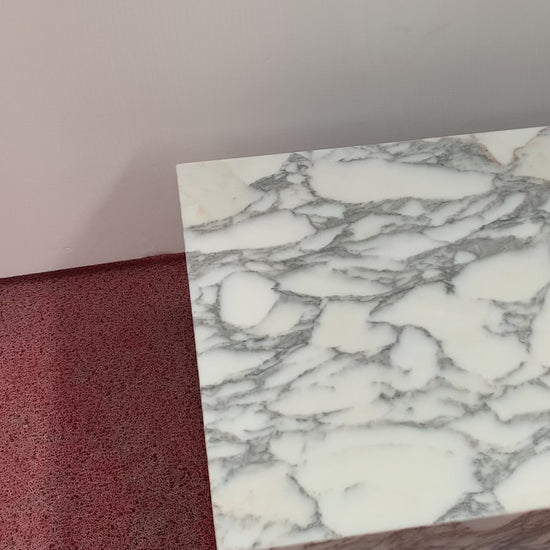 Arabescato Marble Rectangle Plinth Coffee Table | Ready to Ship