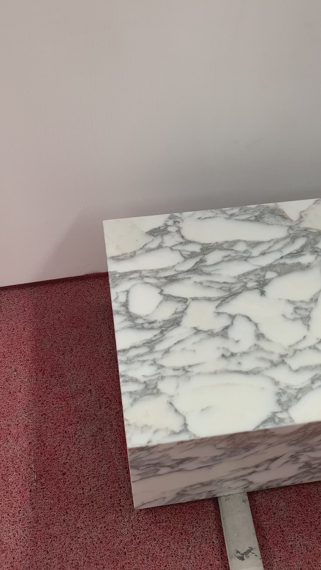 Arabescato Marble Rectangle Plinth Coffee Table | Ready to Ship