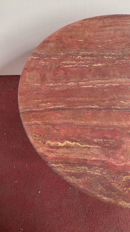 Red Travertine Round Conical Base Dining Table