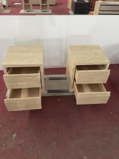 Beige Travertine Closed Nightstand | Ready to Ship