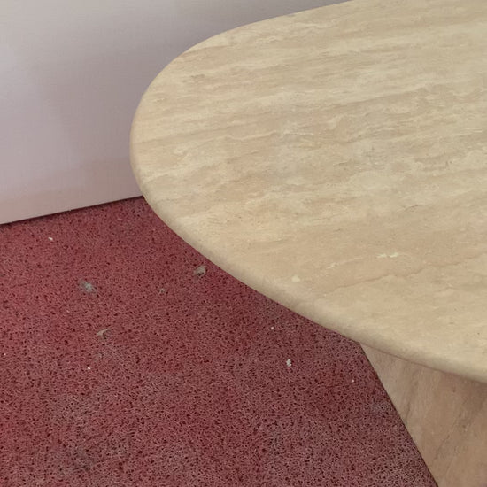 Beige Travertine Organic Egg Shape Coffee Table